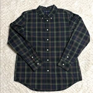 Ralph Lauren Green and Navy Plaid Shirt with red and yellow accents